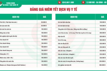 Bảng giá phòng khám Đa Khoa Y Học Quốc Tế